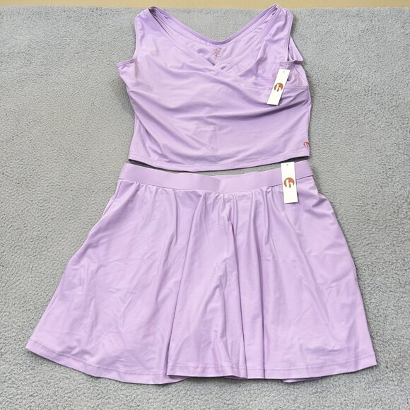 Honey Mark Swim Set 2XL Lavender Sugar Skort & Basil Wrap Top 2 Piece Set NEW - Picture 3 of 15